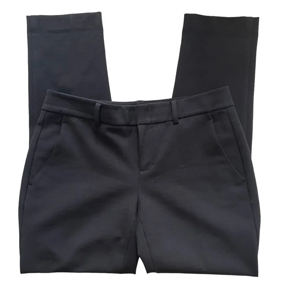 Vince black stretch cotton midrise slim trouser pants ‎ 2